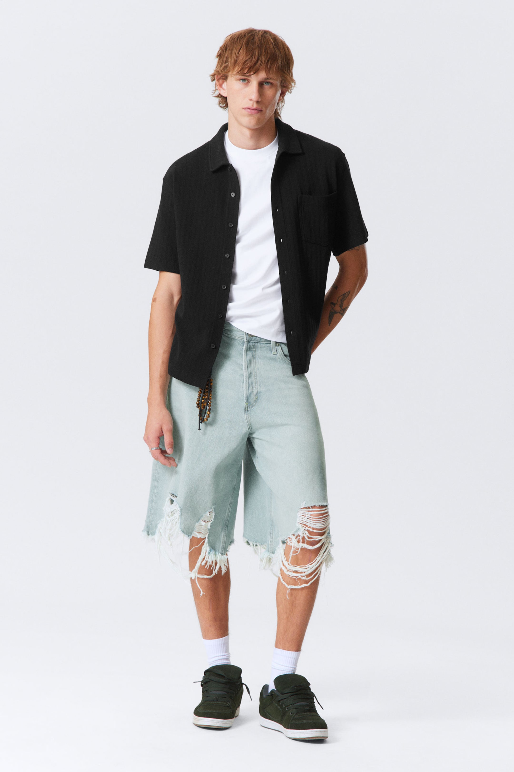 #272627 - Knitted Short-Sleeved Button-Up Shirt - 2