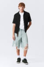 Black - Knitted Short-Sleeved Button-Up Shirt - 1