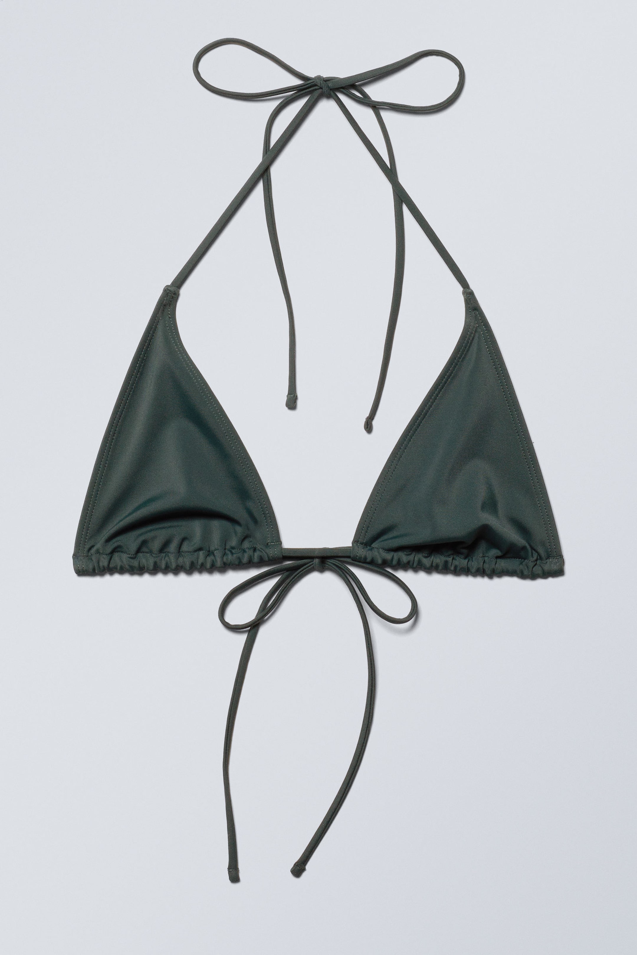 Dark Green - Strappy Triangle Bikini Top - 0