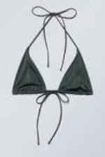 Dark Green - Strappy Triangle Bikini Top - 0