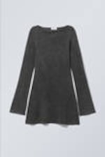 Washed Black - Long Sleeve Mini Dress - 0