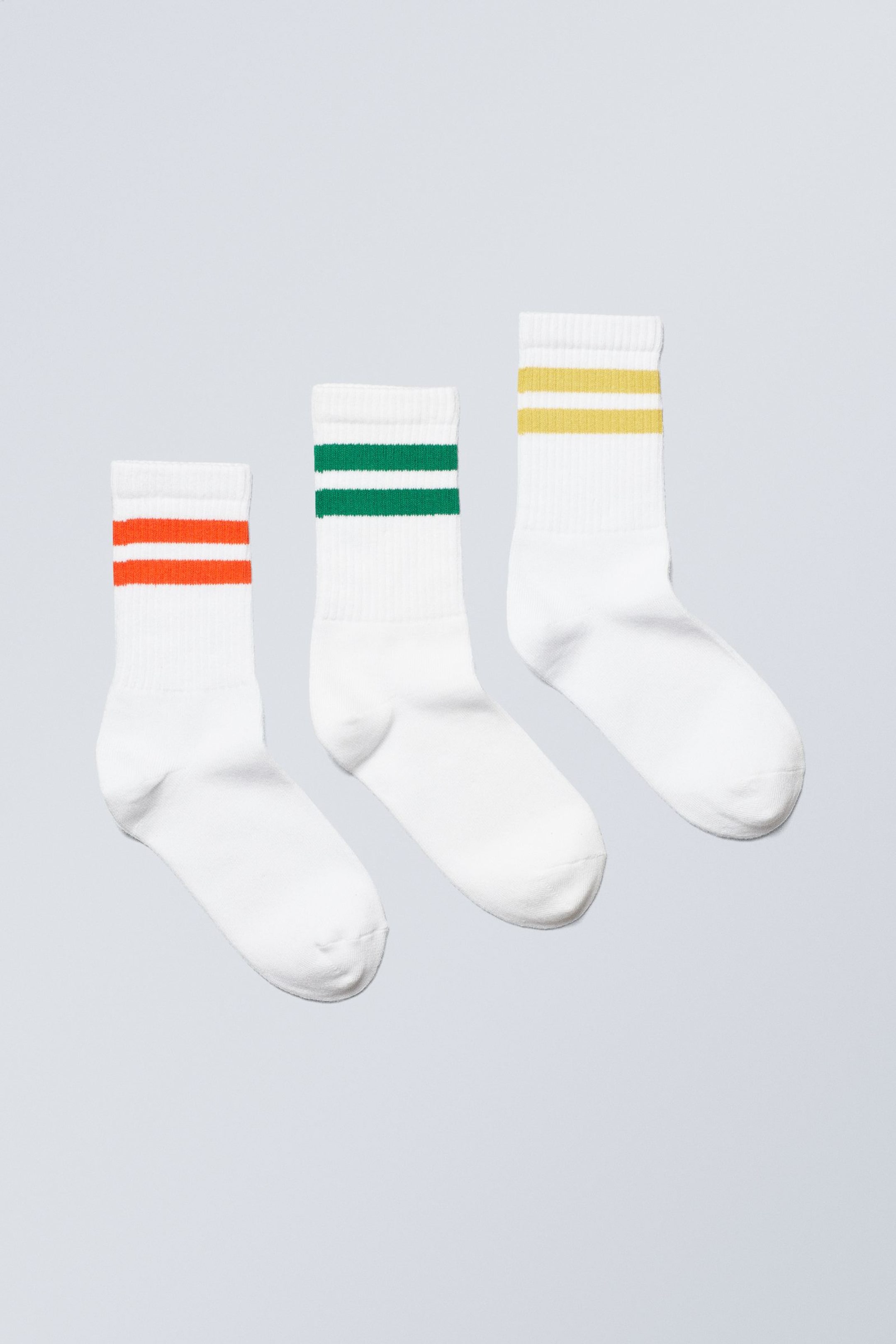 Yellow green red - 3-pack Sport Striped Socks - 0