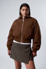 Brown - Padded Bomber Jacket - 0