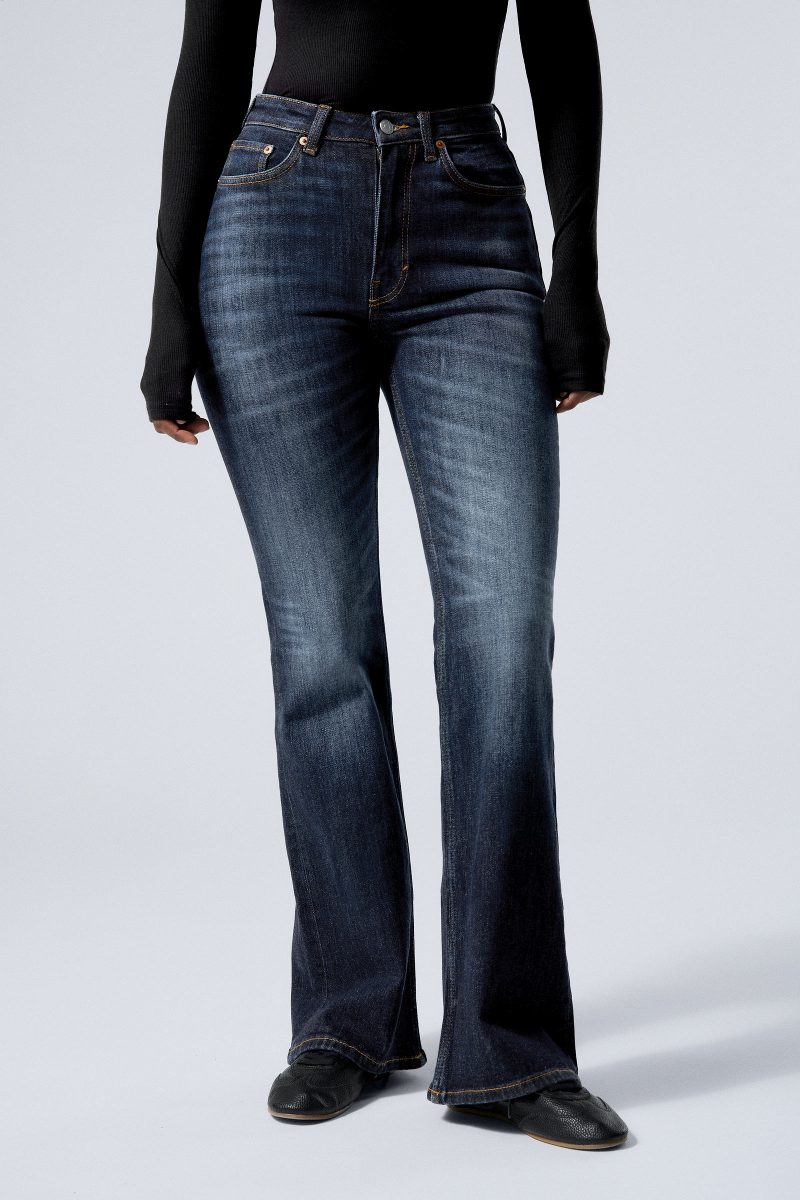 flame low rise slim flared leg jeans - Black Rinse - Black flame low rise slim flared leg jeans - Black Rinse - Black