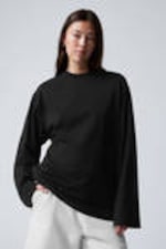 Black - Oversized Long Sleeve T-shirt - 0