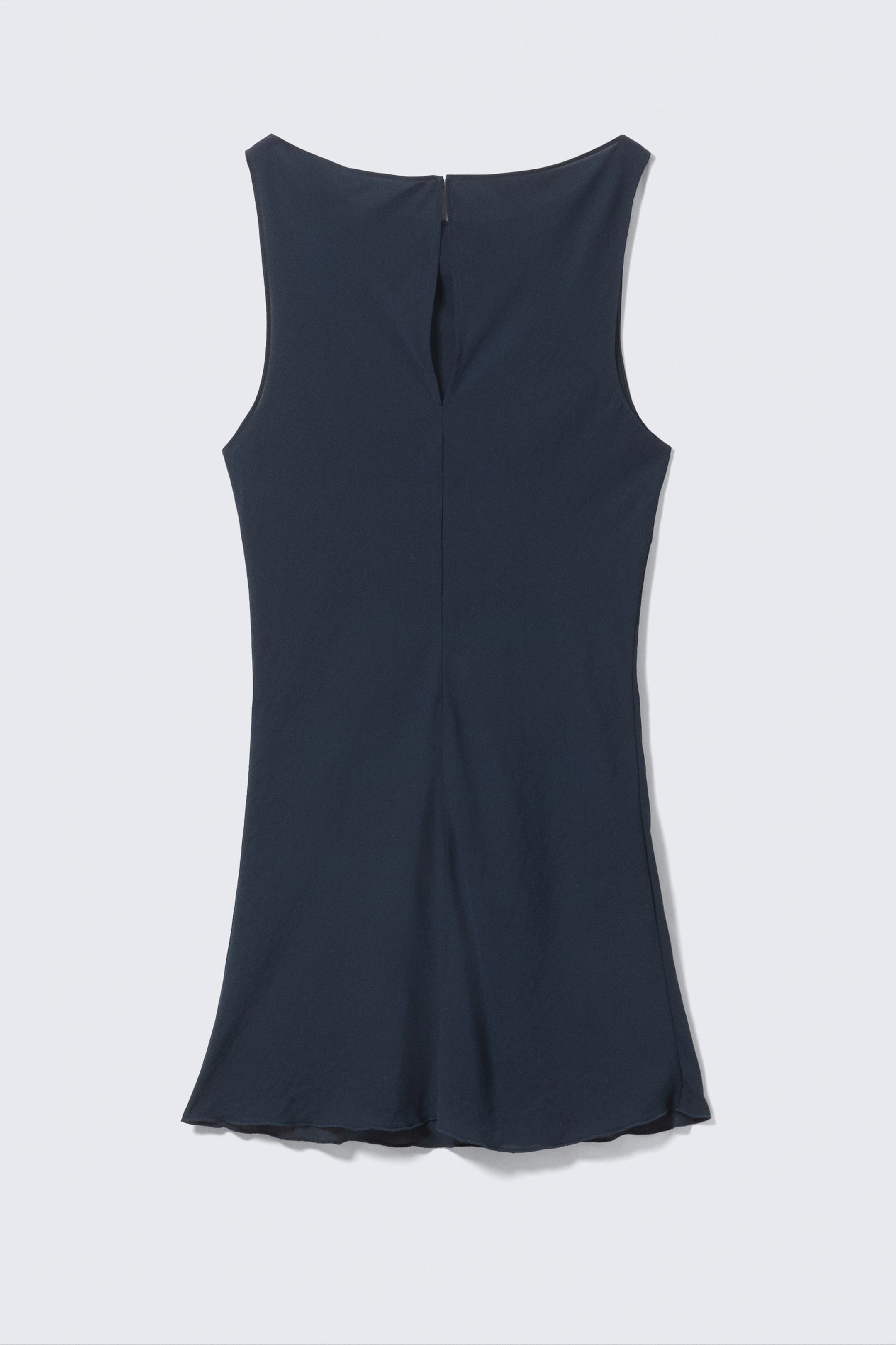 #3B3D4B - Sheer Sleeveless Boat-Neck Mini Dress - 2
