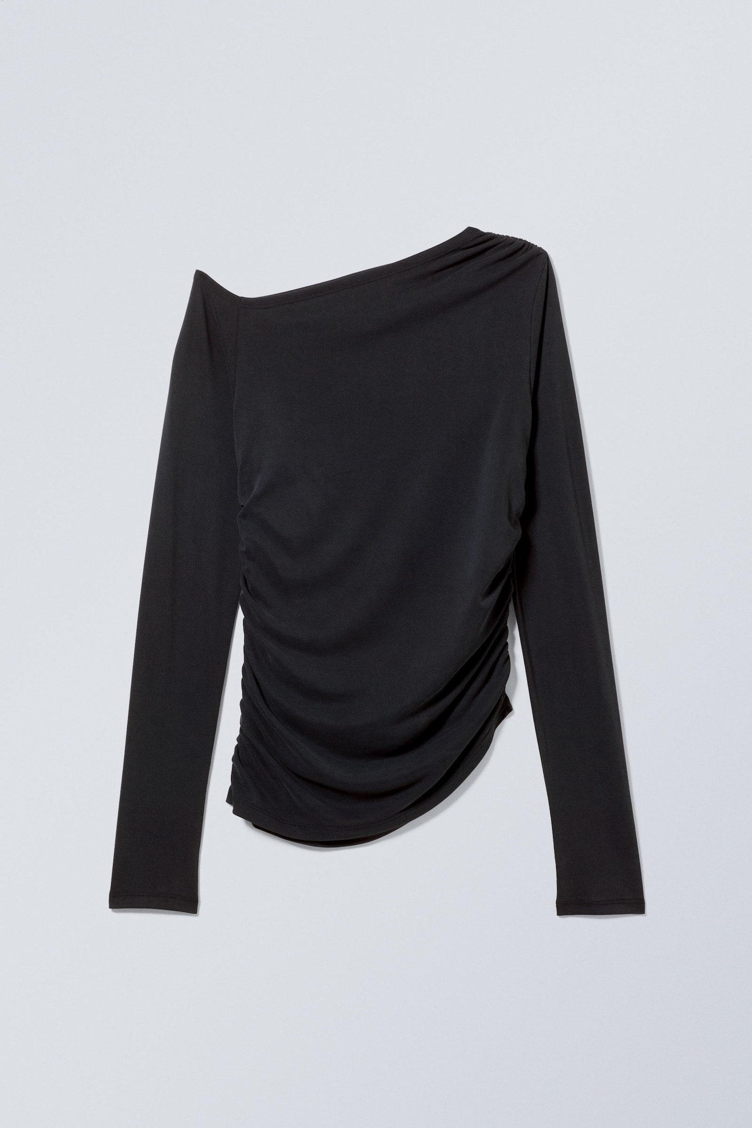Amfyn Women's Polyester Asymmetrical Long Sleeves Top (Black) main image 1