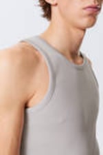 Light Grey - Regular Fit Ribbed Tank Top - 1