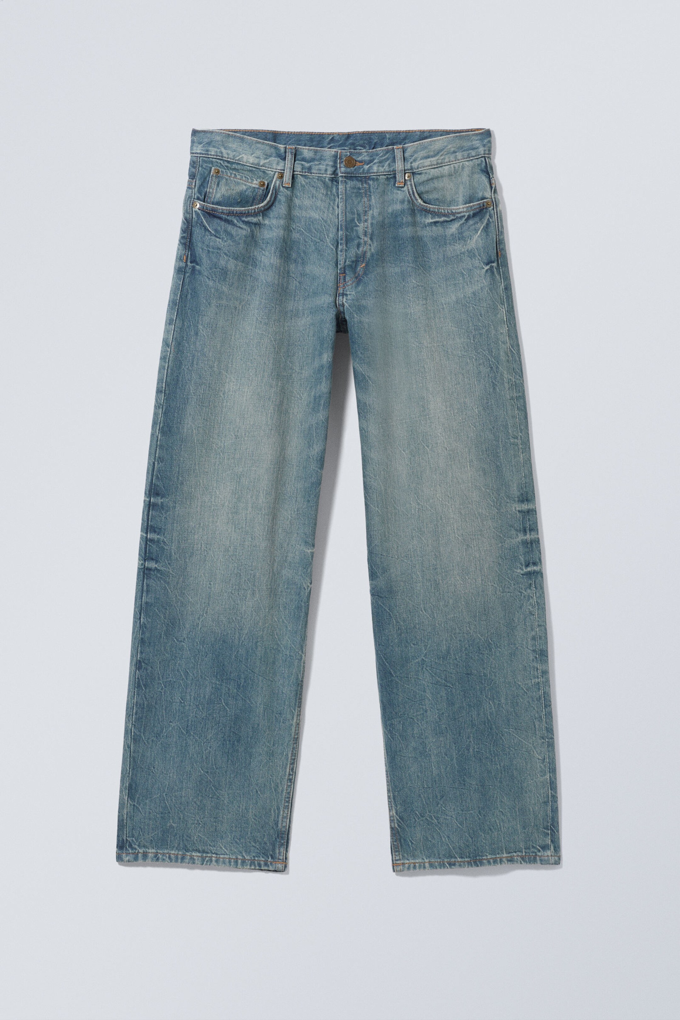 sphere low rise loose straight leg jeans - Cyan Dust
