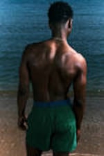 Dark Green - Structured Mid-Thigh Swim Shorts - 1