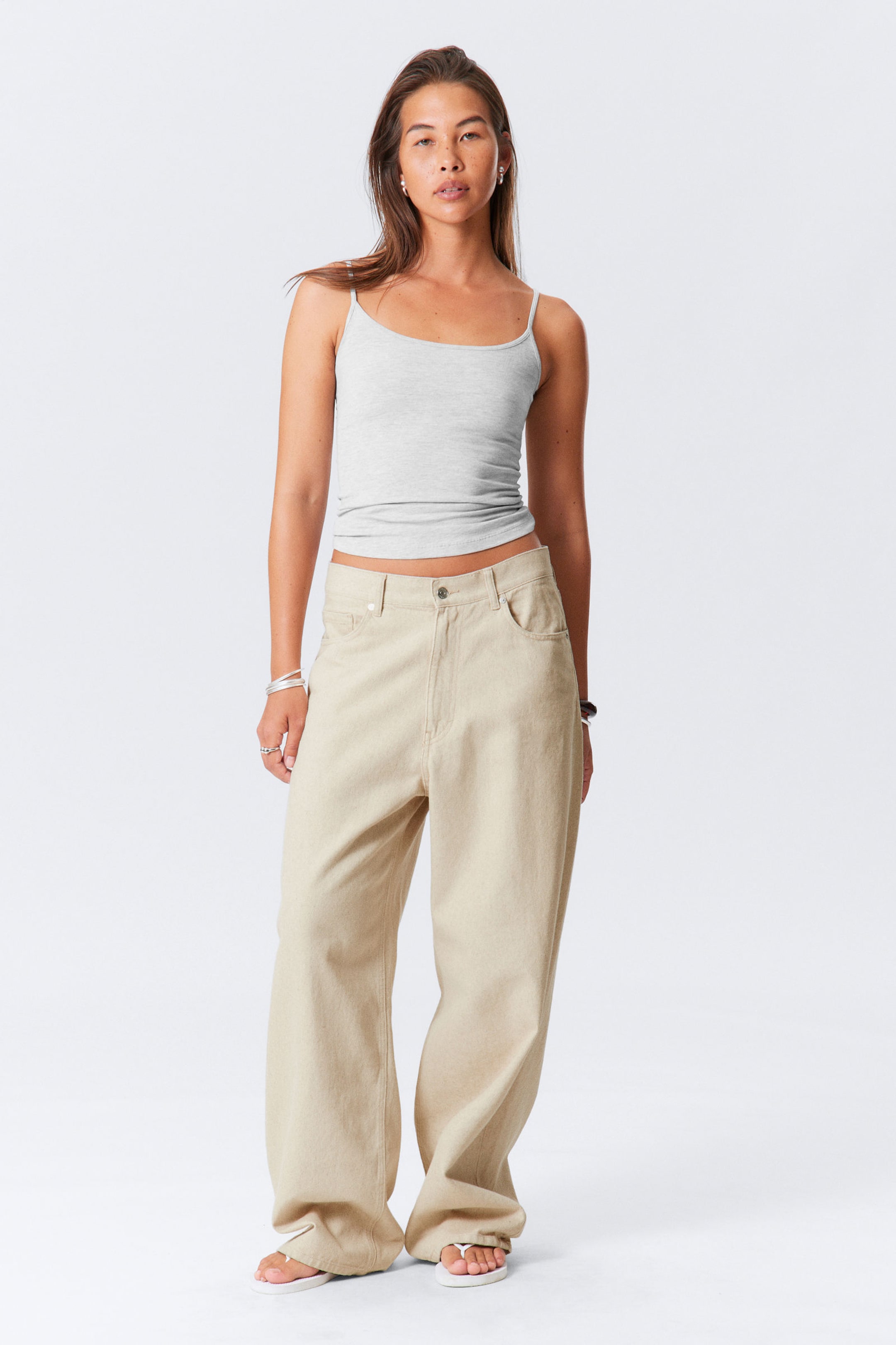 #A5A595 - Astro Baggy Linen Blend Trousers - 1