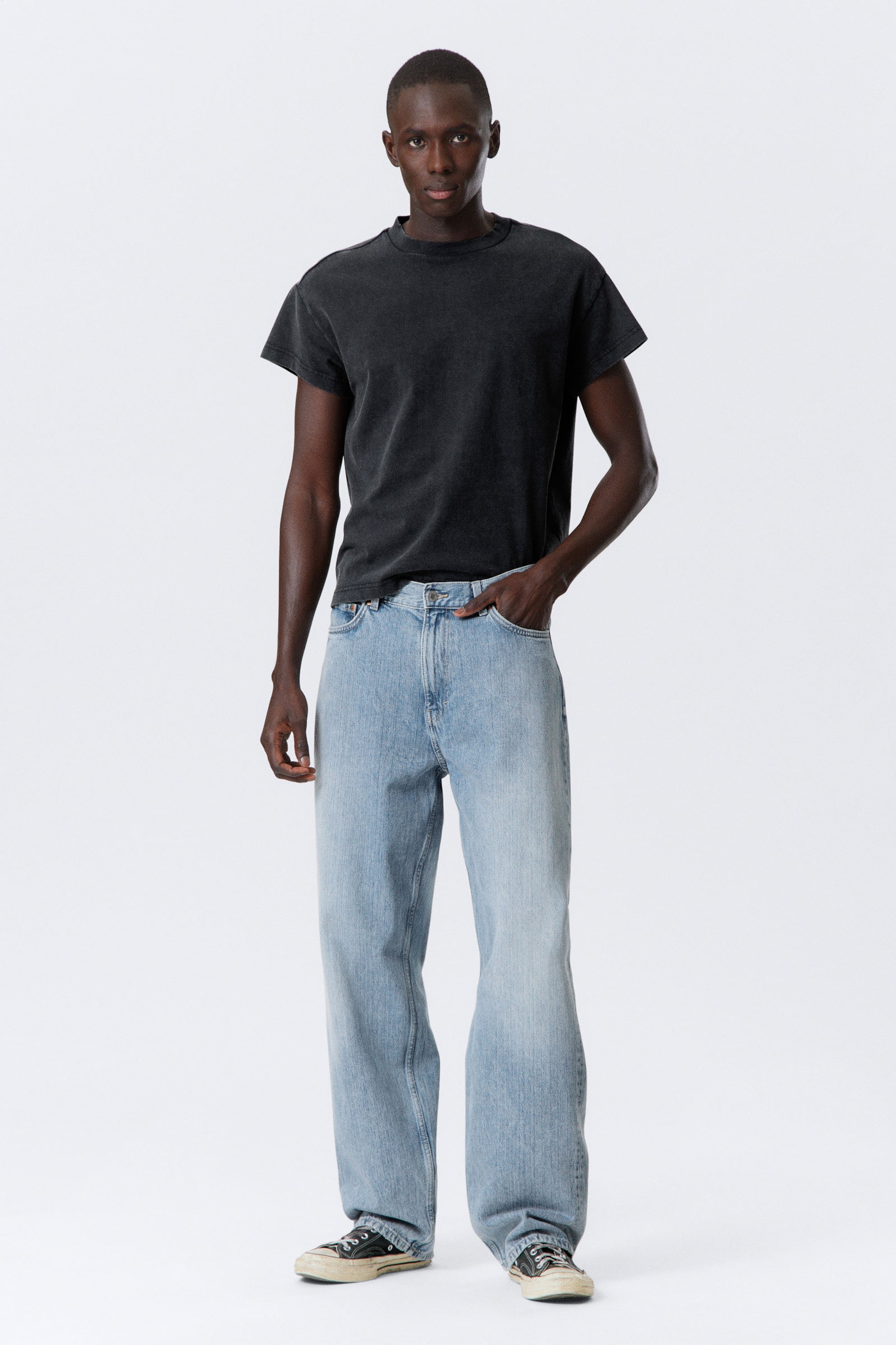 galaxy loose straight leg jeans - Blue Fade - Medium Blue