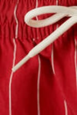 Striped Red - Striped Structured Mid-Thigh Swim Shorts - 5