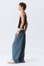 90s Blue - Medium Blue - Astro Baggy Denim Joggers - 2