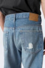Distressed Blue - Space Relaxed Straight Leg Distressed Jeans - 3