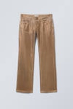 Metallic donkerbeige - Lage metallic broek met rechte pijpen - 2