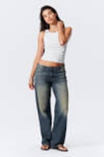 Baltic Blue - Dark Blue - Ample Low Rise Loose Wide Leg Jeans - 0