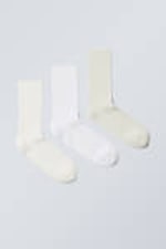 White Mix - 3-pack Rib Socks - 0