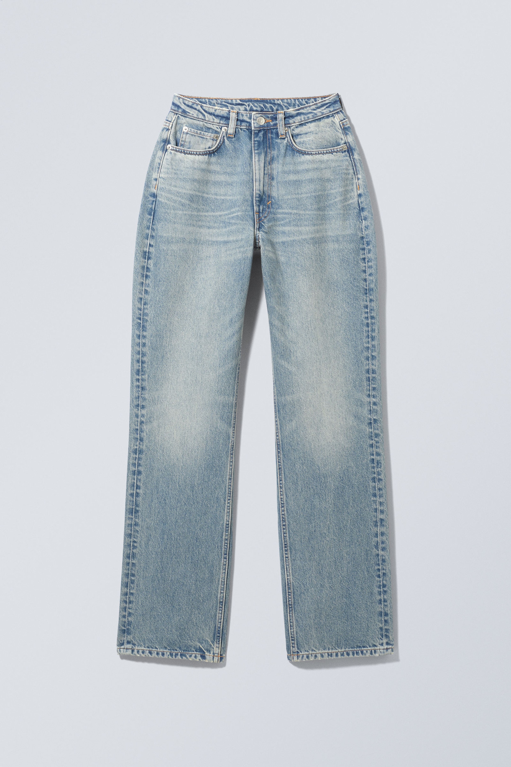 pin mid rise regular straight leg jeans - 90s Blue - Medium Blue | Weekday  EU