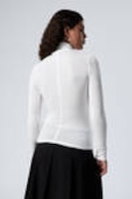 White - Sheer Long Sleeve Turtleneck - 3