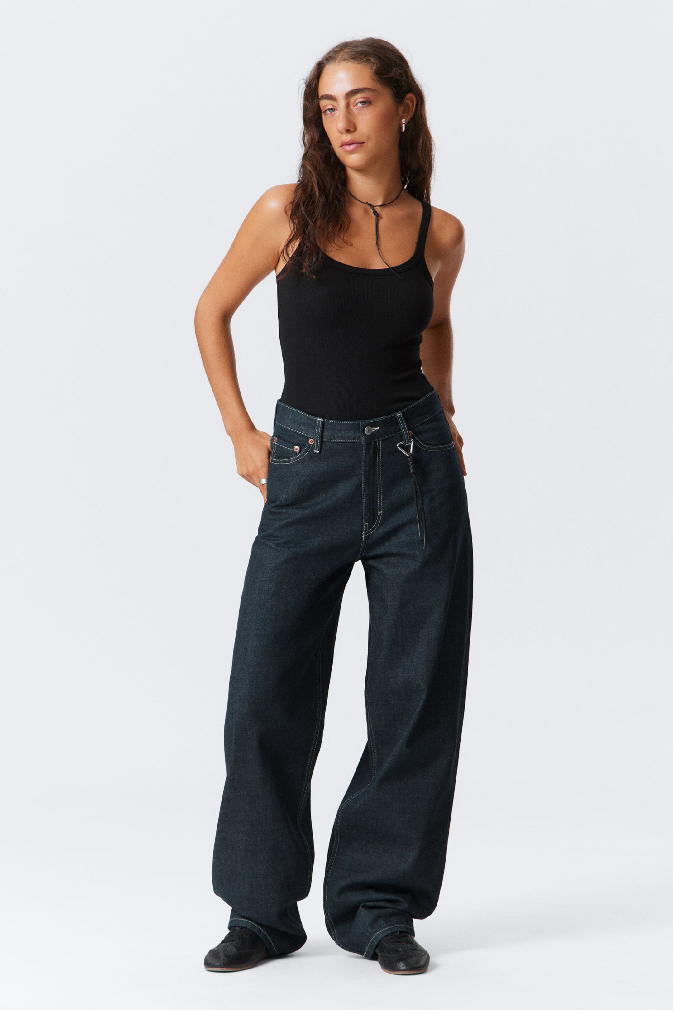 astro loose baggy leg jeans - Tuned Black - Black | Weekday WW