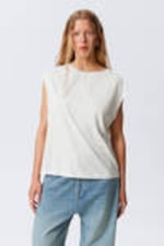White - Oversized Sleeveless Tank Top - 0