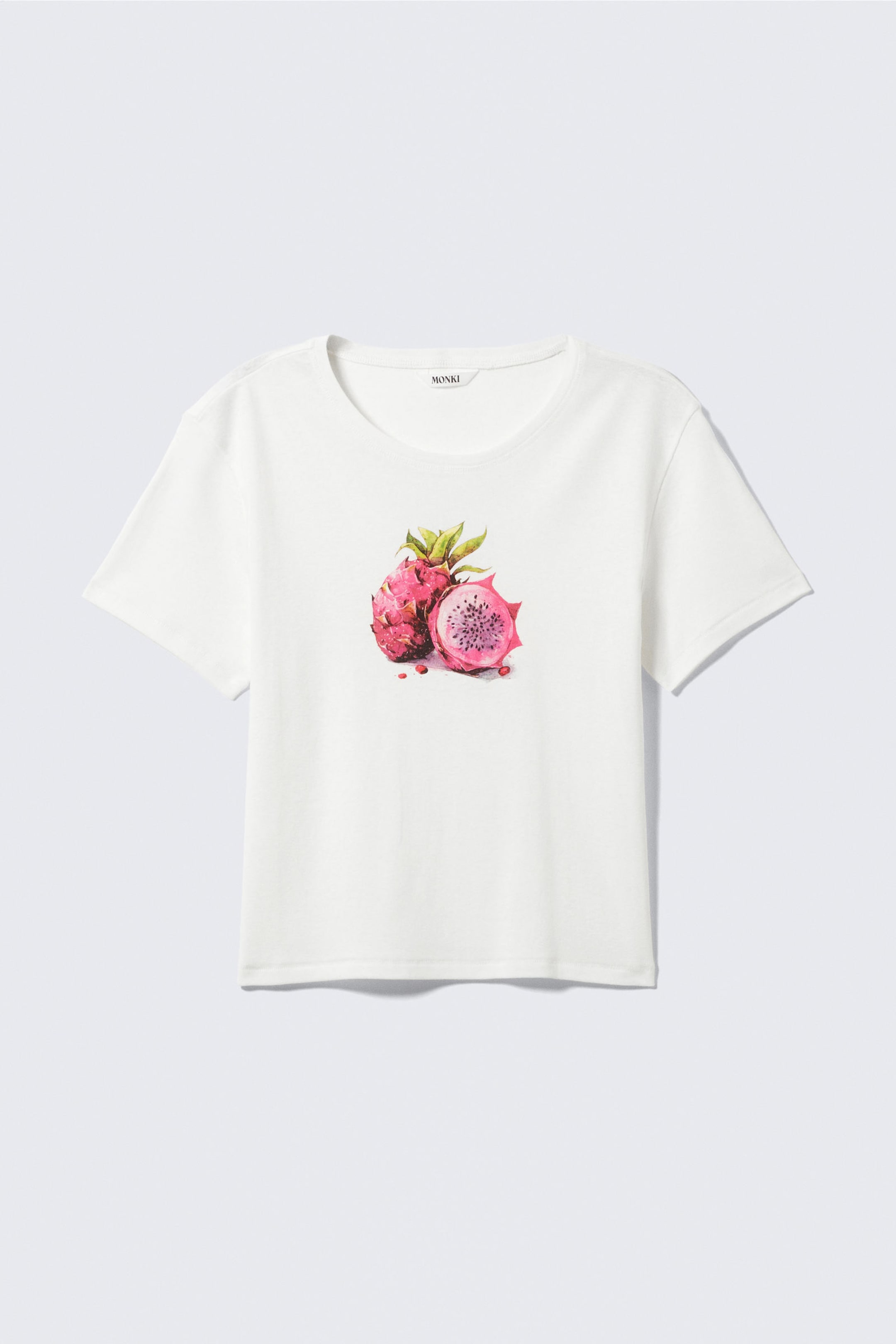 #F0F1F0 - Cropped Printed Ribbed Cotton T-shirt - 1