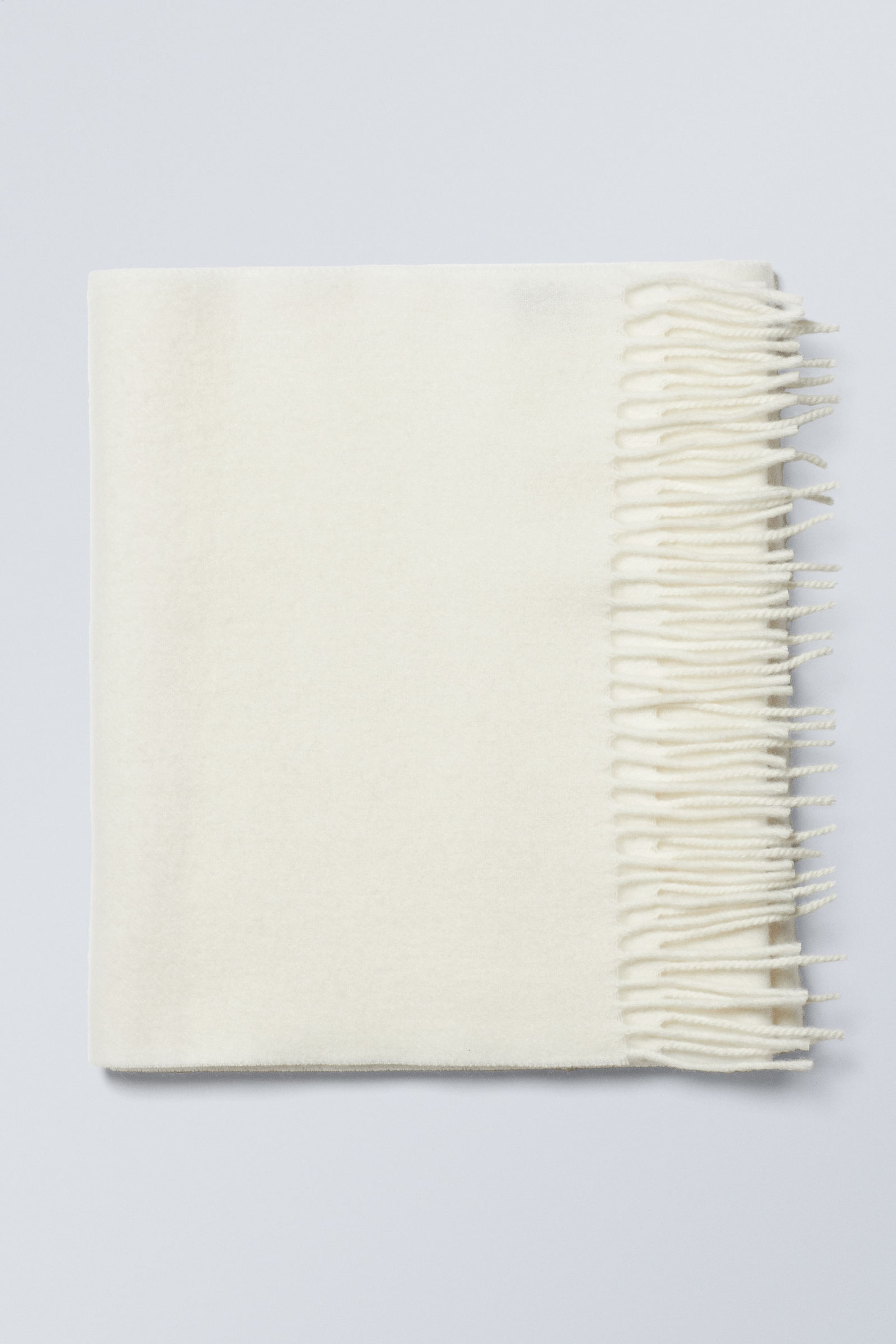 White - Long Woven Wool Scarf - 1