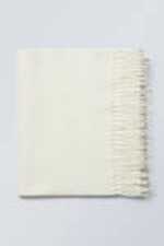 White - Long Woven Wool Scarf - 1