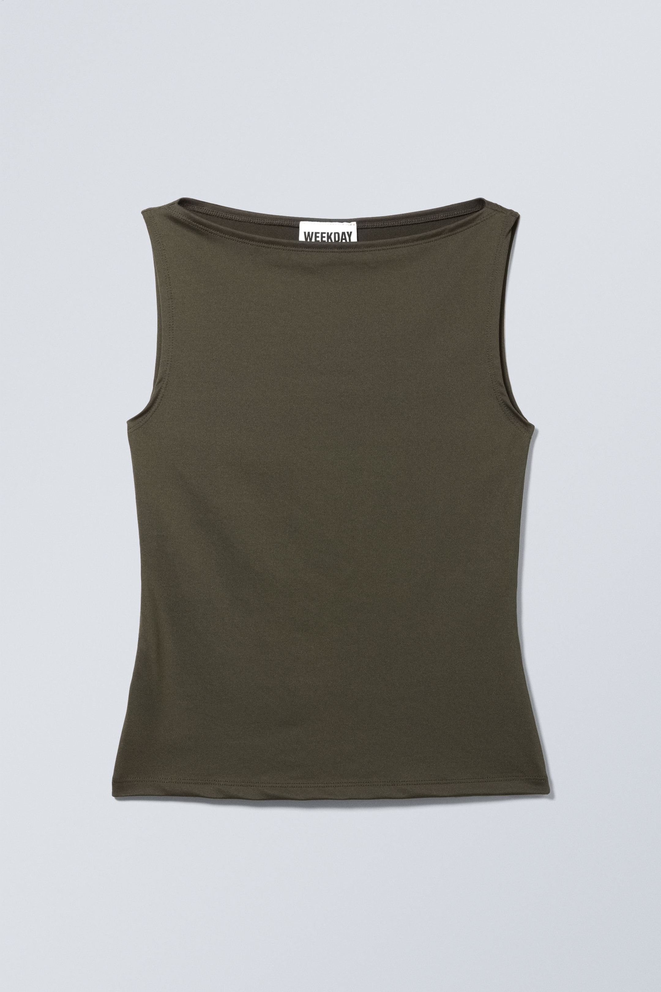 Khaki Green - Annie Sleeveless Boat-Neck Top - 2