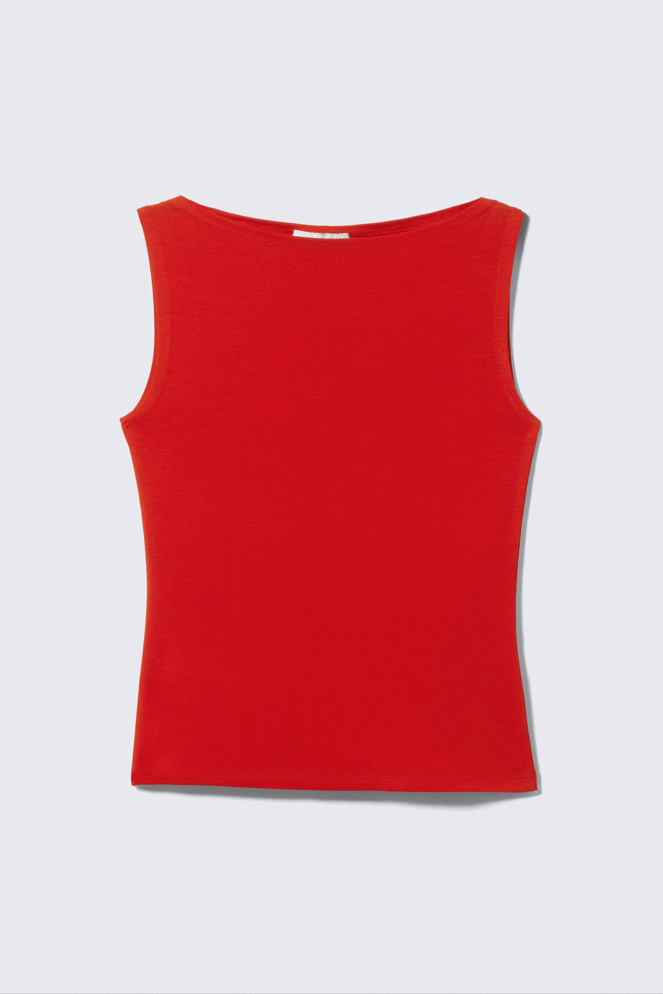 Red - Annie Soft Sleeveless Boat-Neck Top - 4