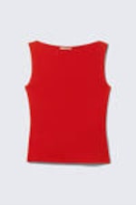 Red - Annie Soft Sleeveless Boat-Neck Top - 4