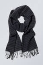 Medium Grey - Long Woven Wool Scarf - 1