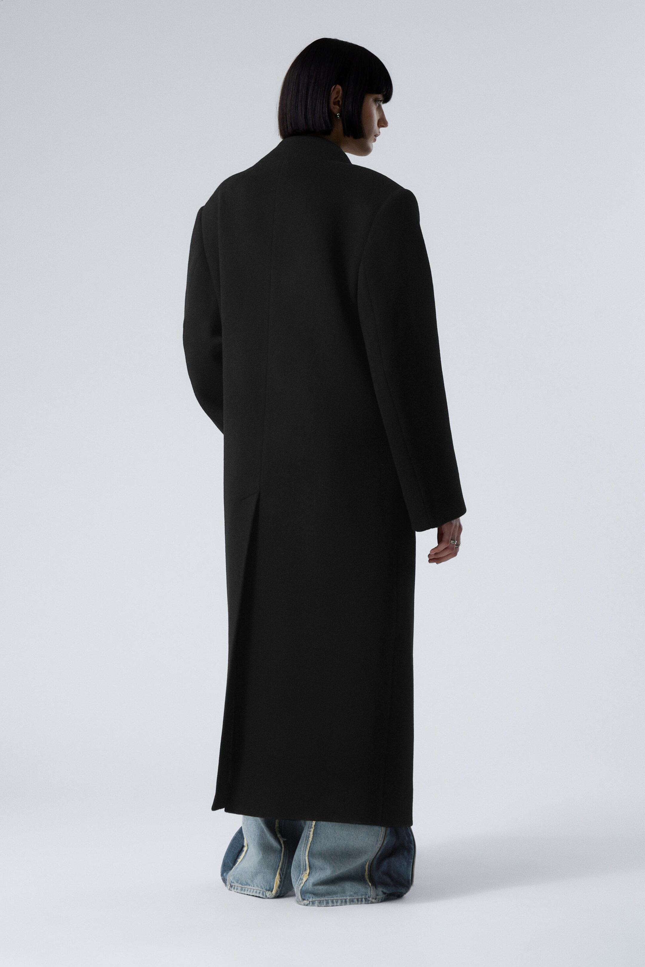 oversized double-breasted wool coat - Black | Weekday WW