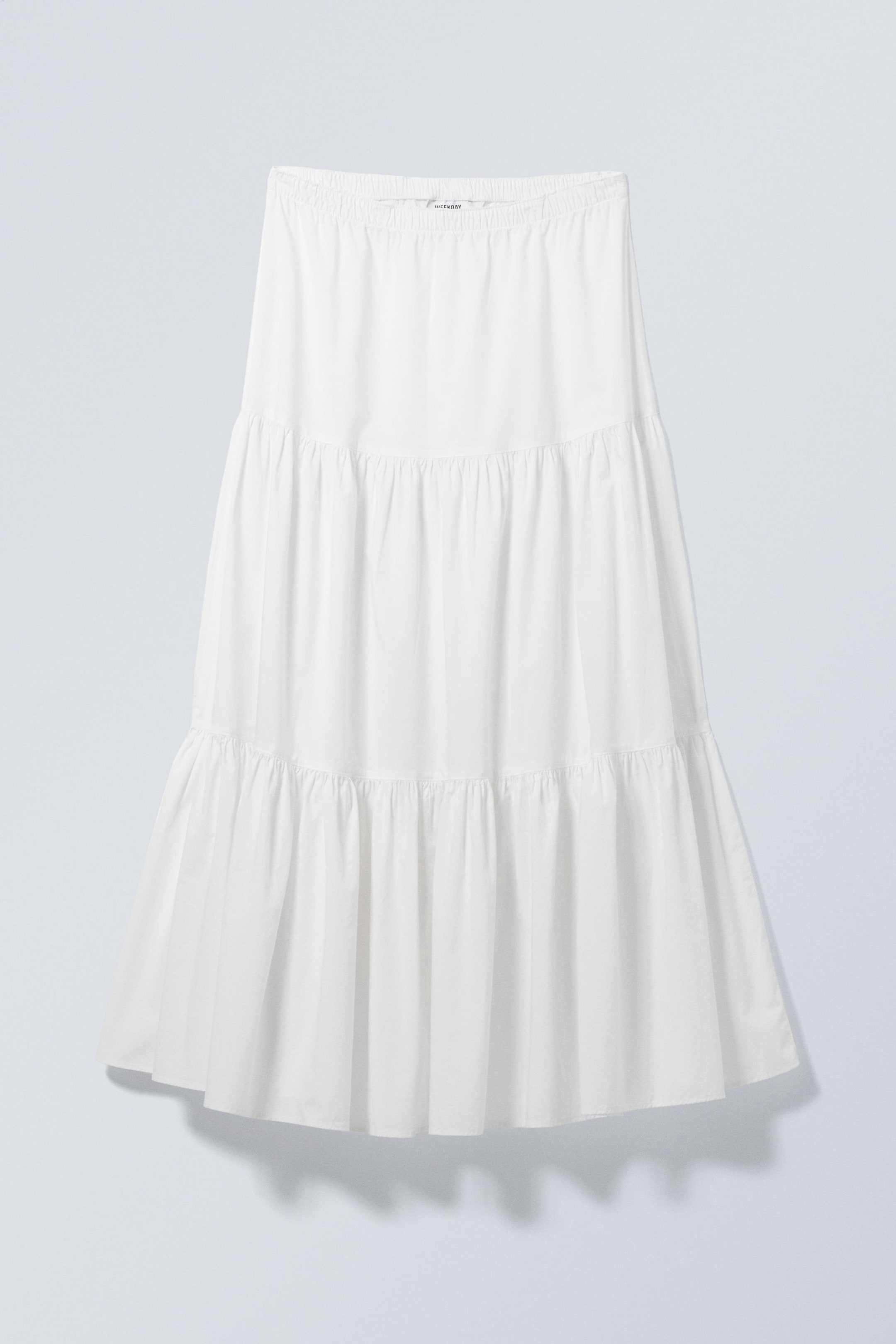 White - Tiered Maxi Poplin Skirt - 0