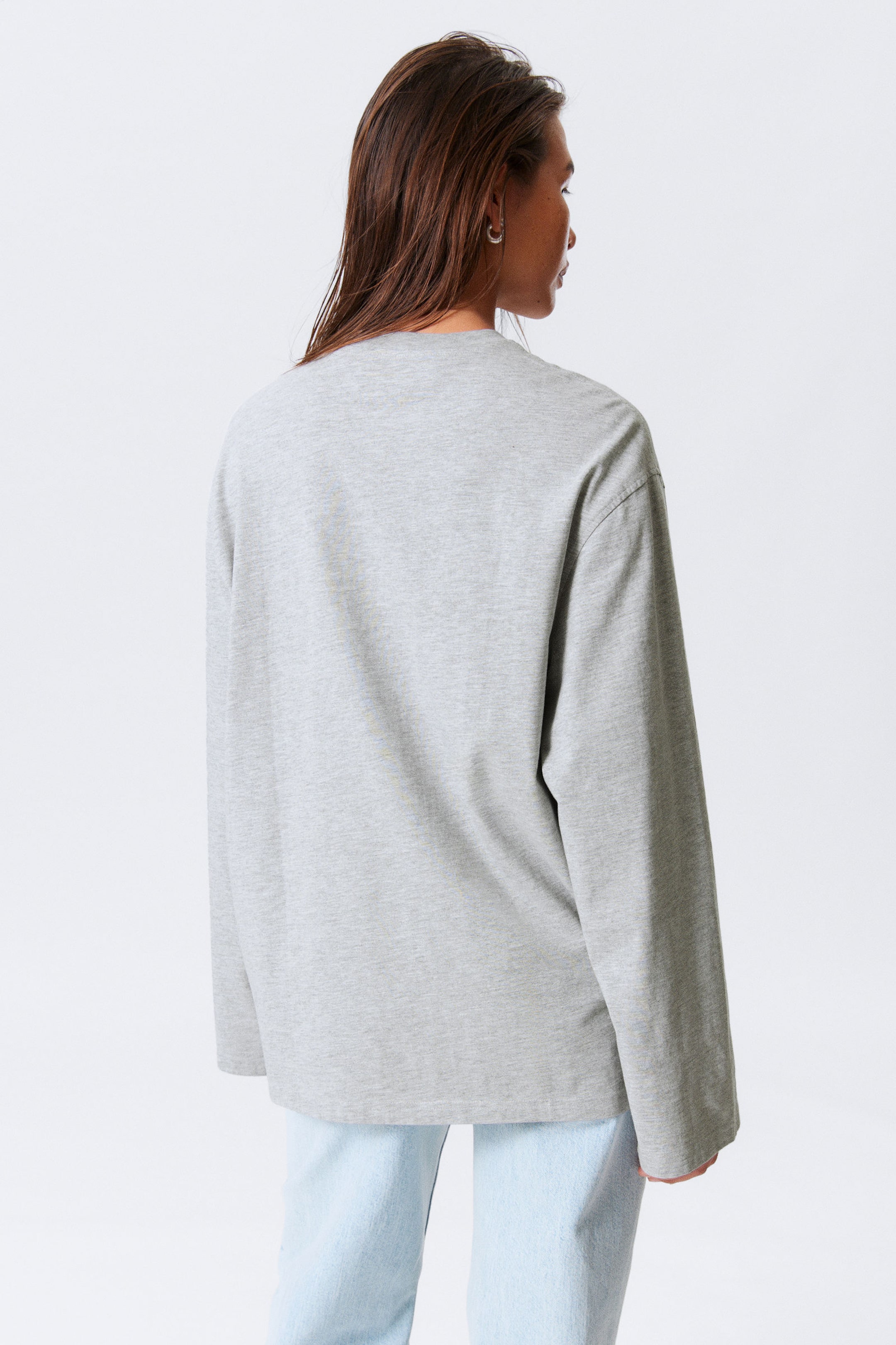 Light Grey - Oversized Long Sleeve T-shirt - 2