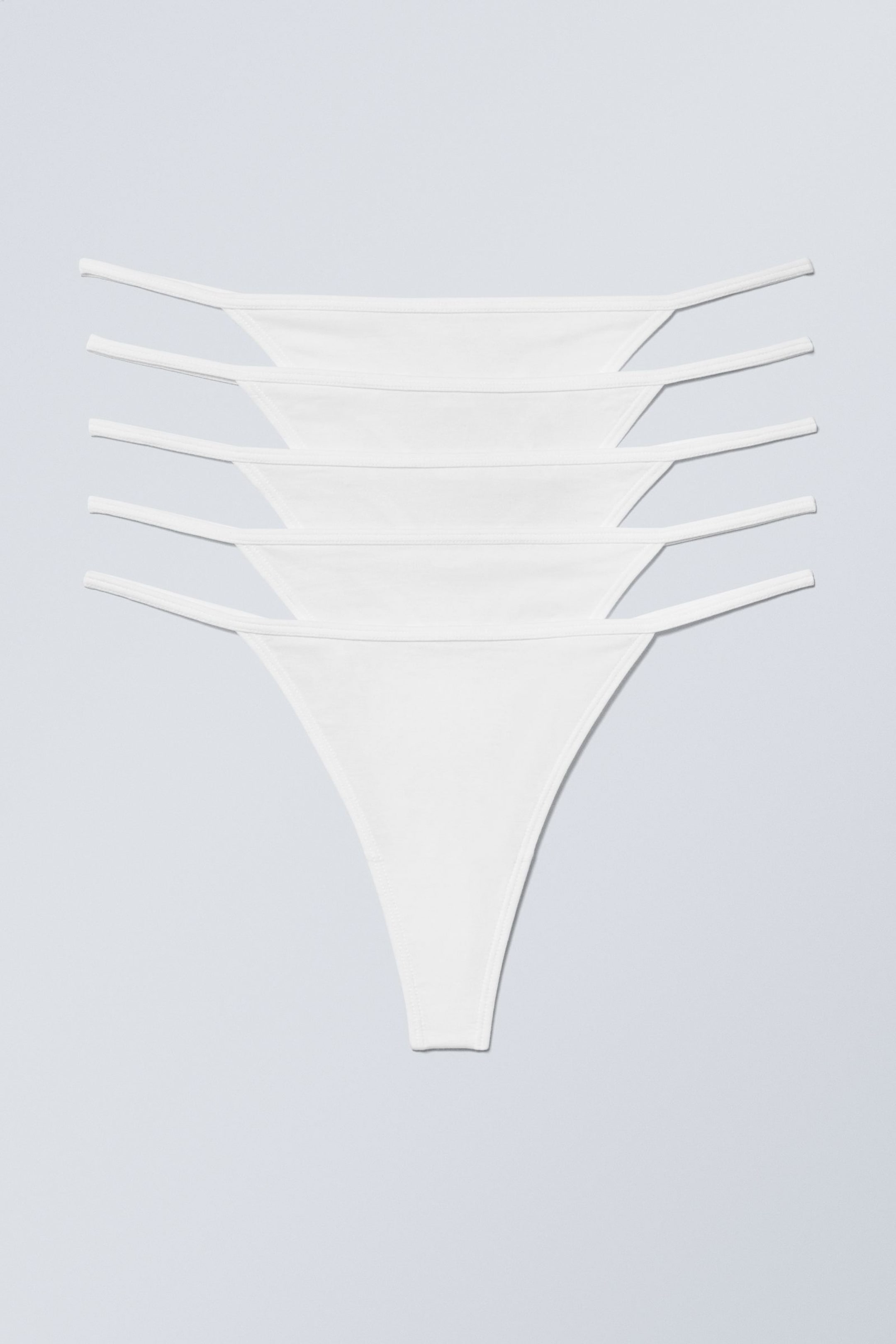 White - 5-pack Alex Cotton Tanga Thong - 0