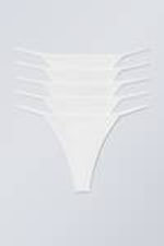 White - 5-pack Alex Cotton Tanga Thong - 0