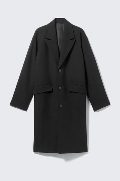 wool-blend single-breasted coat