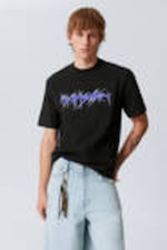 Black - Wired - Relaxed Graphic Printed T-shirt - 0