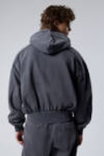 Washed Dark Blue - Loose Zip Hoodie - 3