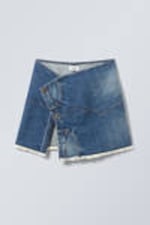 Blue Era - Short Denim Wrap Skirt - 0