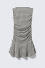 Weiß & Graubraun gestreift - Gerafftes Tube-Minikleid - 3