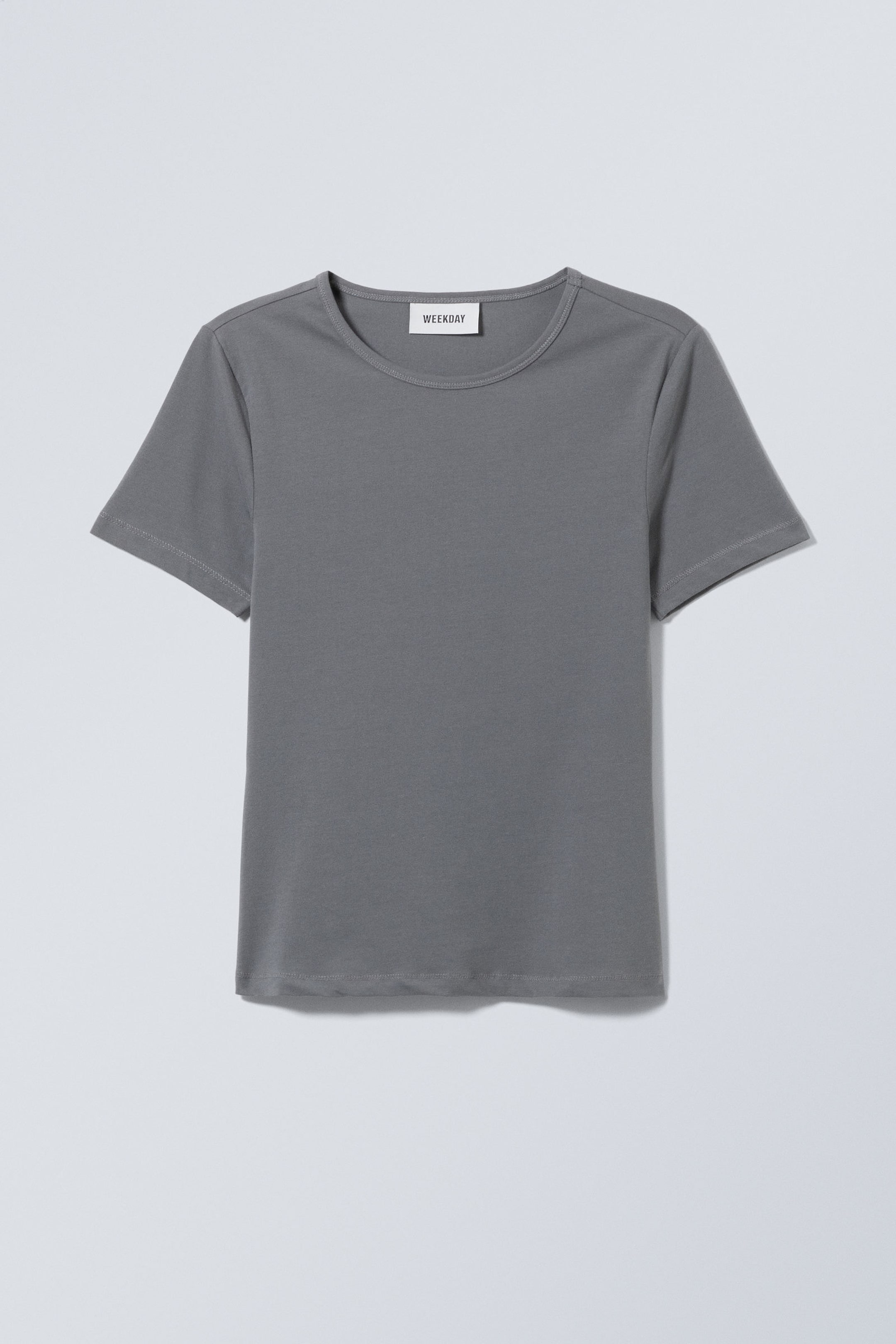 Dark Grey - Slim Fitted T-shirt - 0