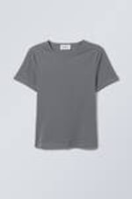 Dark Grey - Slim Fitted T-shirt - 0