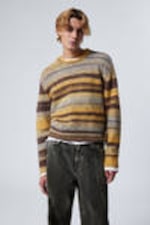 Yellow/Brown Stripe - Striped Regular Fit Sweater - 1