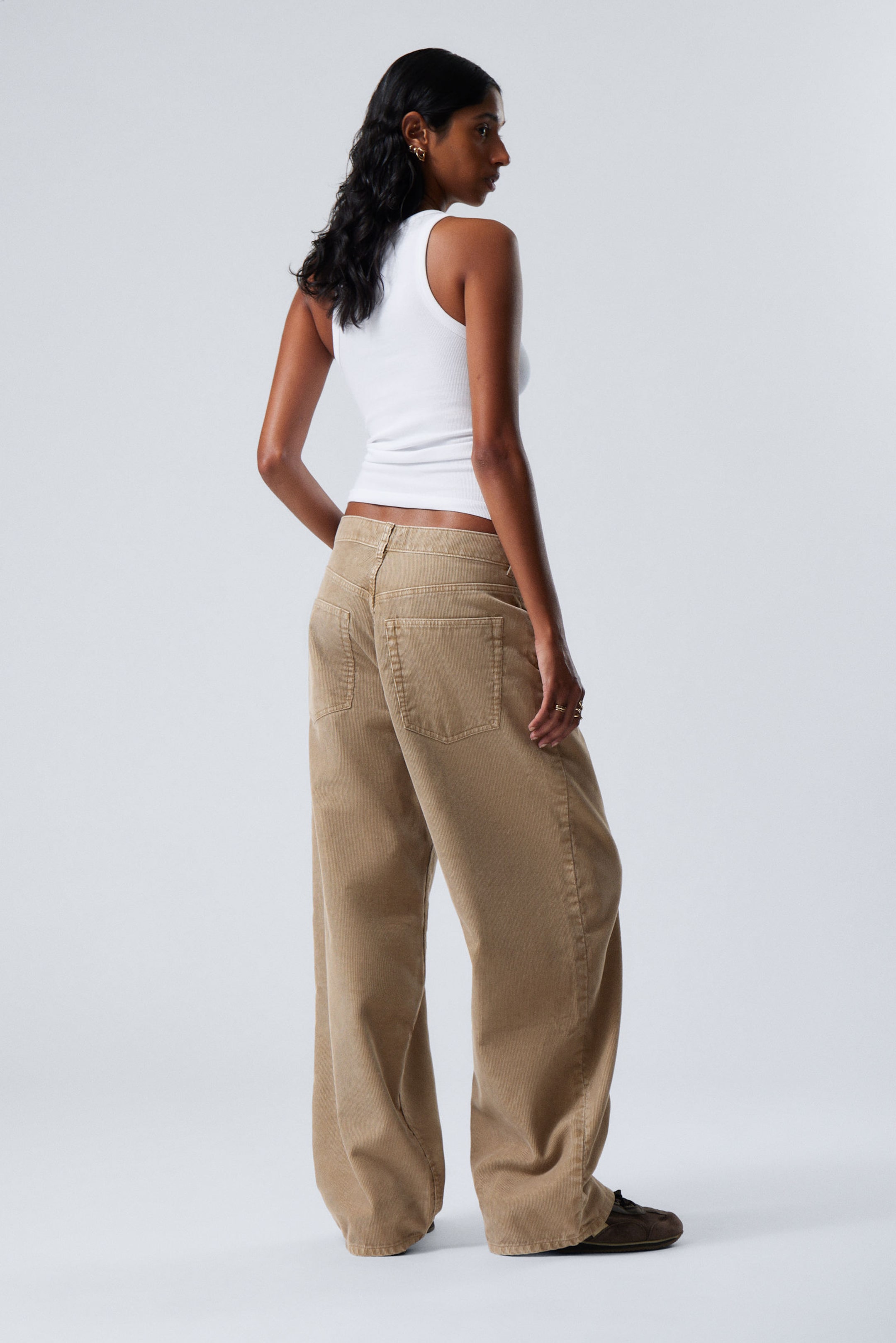 Washed Beige - Astro Loose Baggy Corduroy Trousers - 6