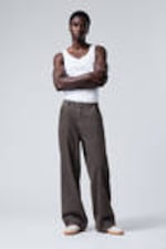 Washed Dark Brown - Astro Loose Baggy Corduroy Trousers - 2