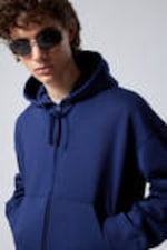 Blue - Boxy Midweight Zip Hoodie - 1