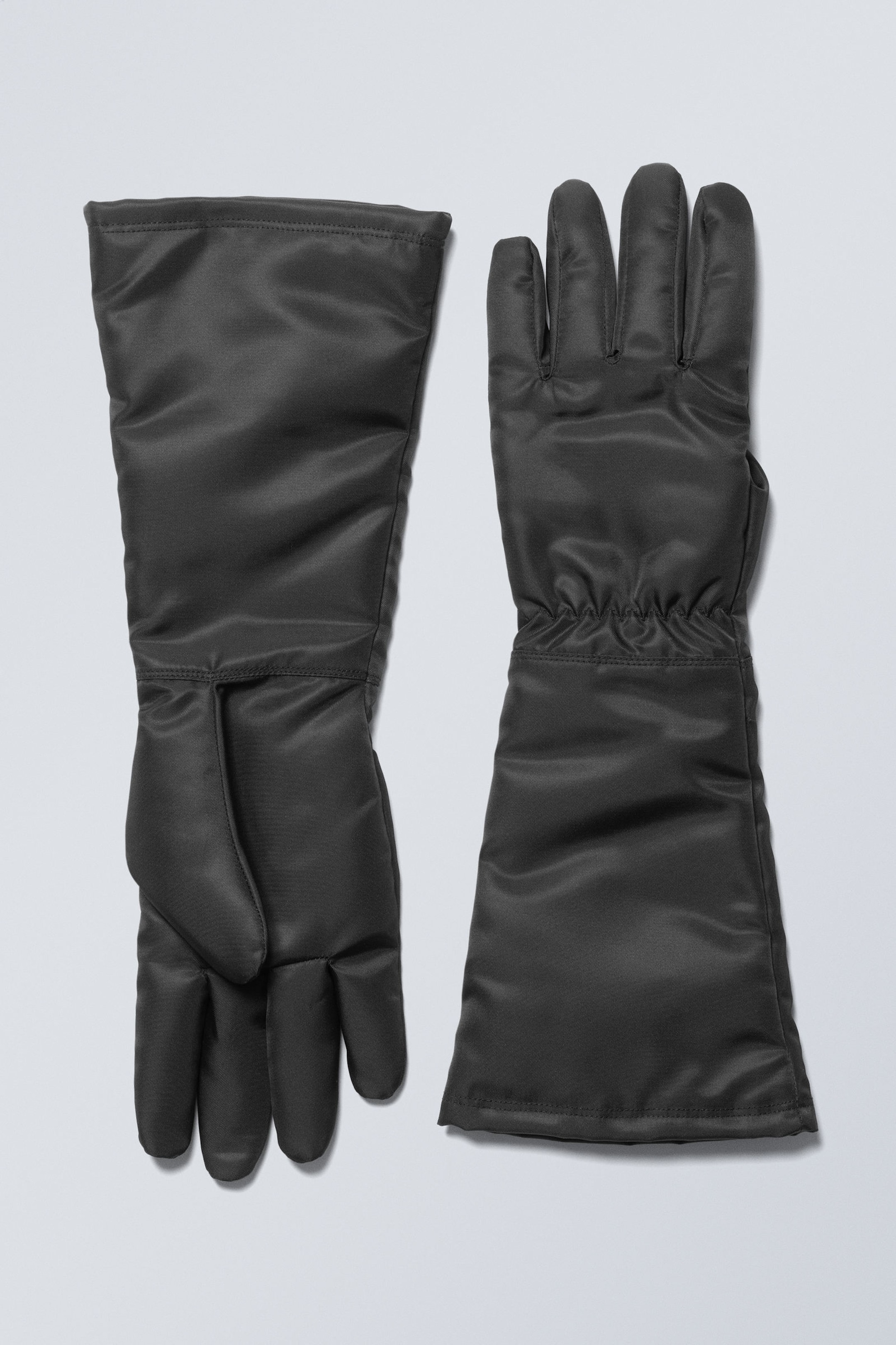 Black - Long Woven Finger Gloves - 0